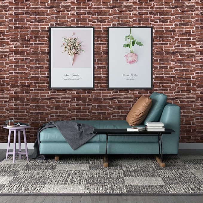 20PCS 3D Wall Panels Peel and Stick Foam 3D Brick Wallpaper Peel and Stick Red - Image 2