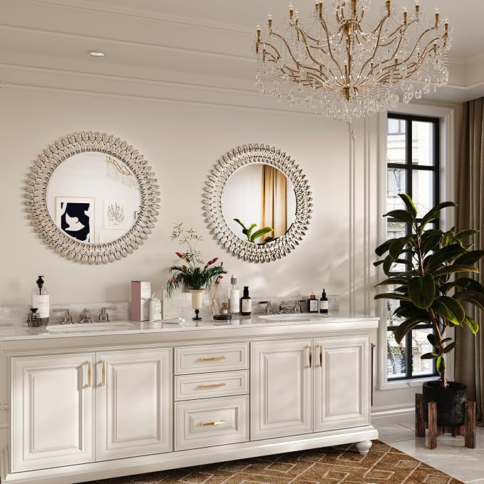 Kelly Miller Jeweled Mirror for Wall, 28 Inch Round Luxury Mirror - Image 8
