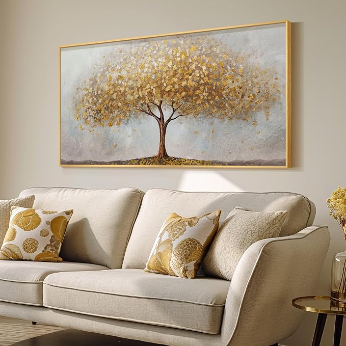 Large Framed Tree of Life Gold Wall Art, Large Canvas Prints Paintings Artwork - Image 2