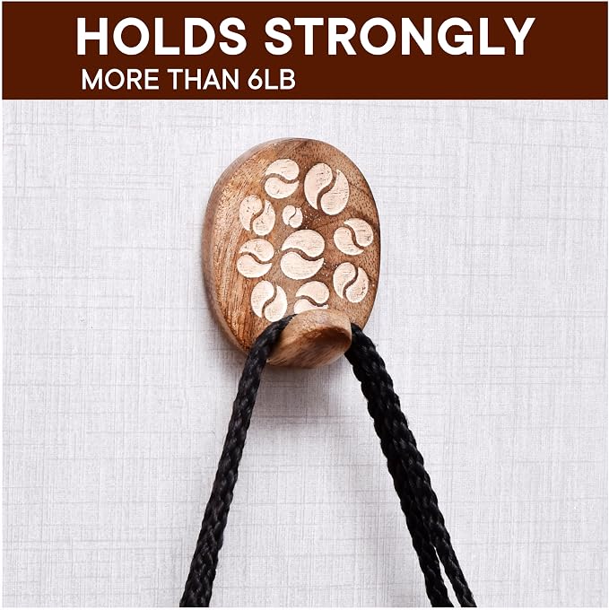 Indian Shelf 6 Lb- 3 Pieces Decorative Wood Adhesive Wall Hooks–Boho Peel and - Image 6