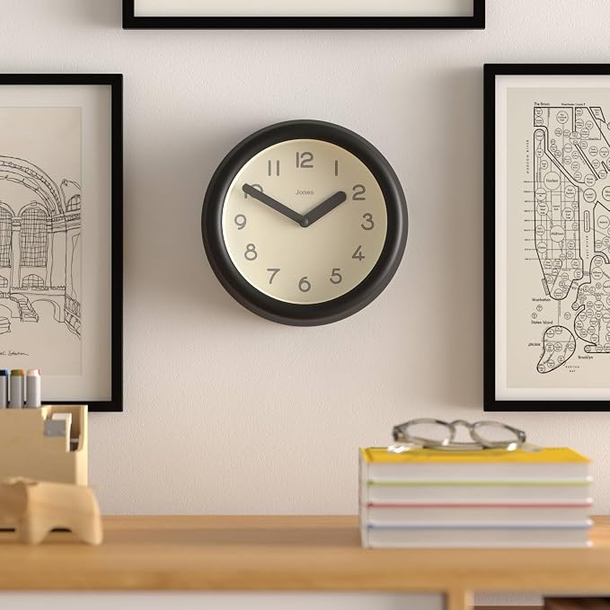 JONES CLOCKS® Fuze wall Clock | Small Round Clock | Black | Playful Modern - Image 2