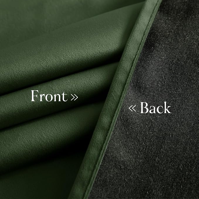 NICETOWN Olive Green Velvet Blackout Curtains 80 inch Long - Image 7