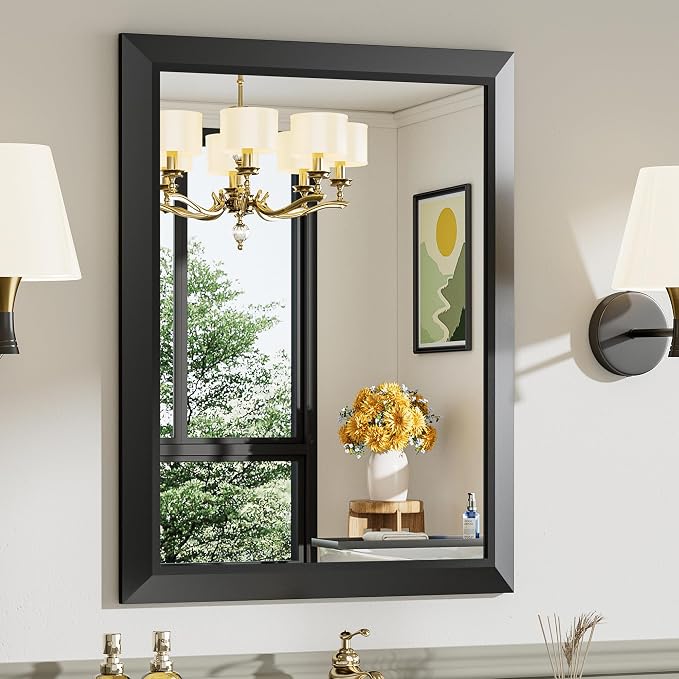 Briivue 24x30 Inch Black Bathroom Mirror by Briivuemodernmirrors