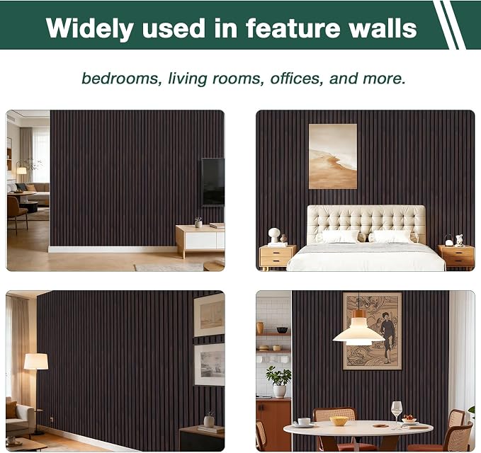 Yuzzy 4 Pack Wood Panels for Wall, 94.5" x 11" Acoustic Wood Slat Wall Panel - Image 6