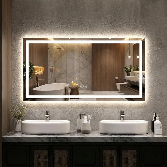LED Bathroom Mirror 50 x 26 inch, Lighted Bathroom Vanity Mirror by Unknown