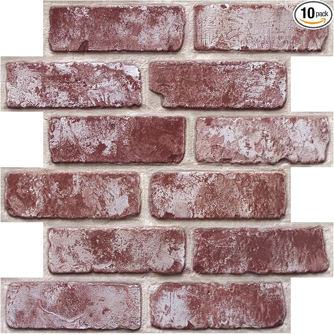 3D Faux Brick Wall Panels Peel and Stick, Small Brick-Look Textured Wall Sticker by SMOOSTIKCDECOR