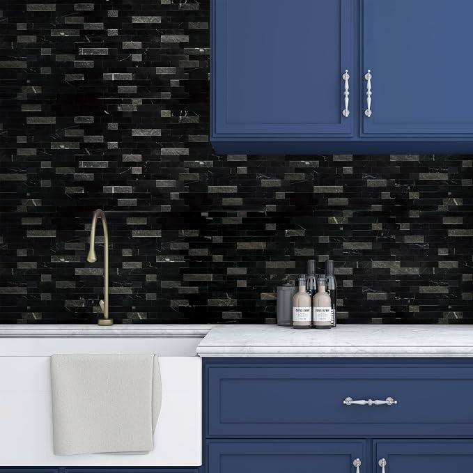 SUNWINGS 5-Sheet Peel and Stick Mosaic Natural 3D Stone Self Adhesive Marble - Image 7
