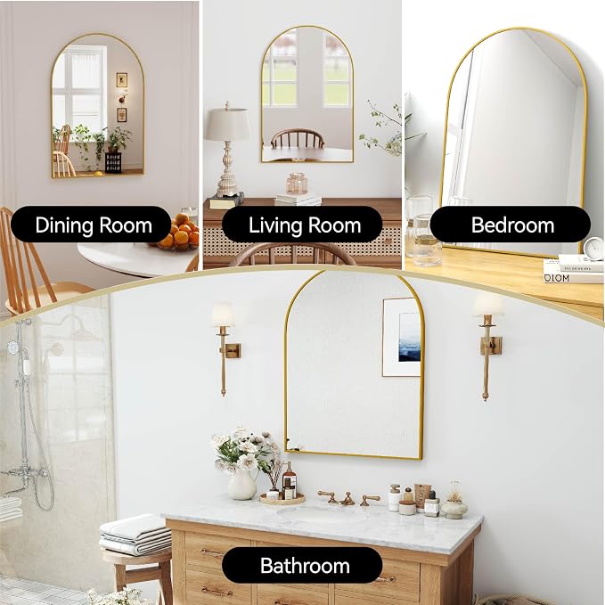 SCWF-GZ 24x36 Arch Mirror Rectangle Full Length Wall Mounted Hanging or Against - Image 2
