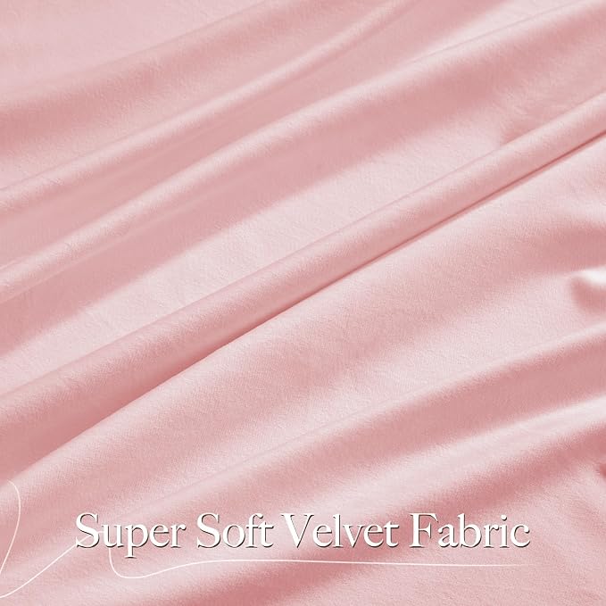 NICETOWN Baby Pink Velvet Curtains 96 inch Length, Room Darkening Thermal - Image 5