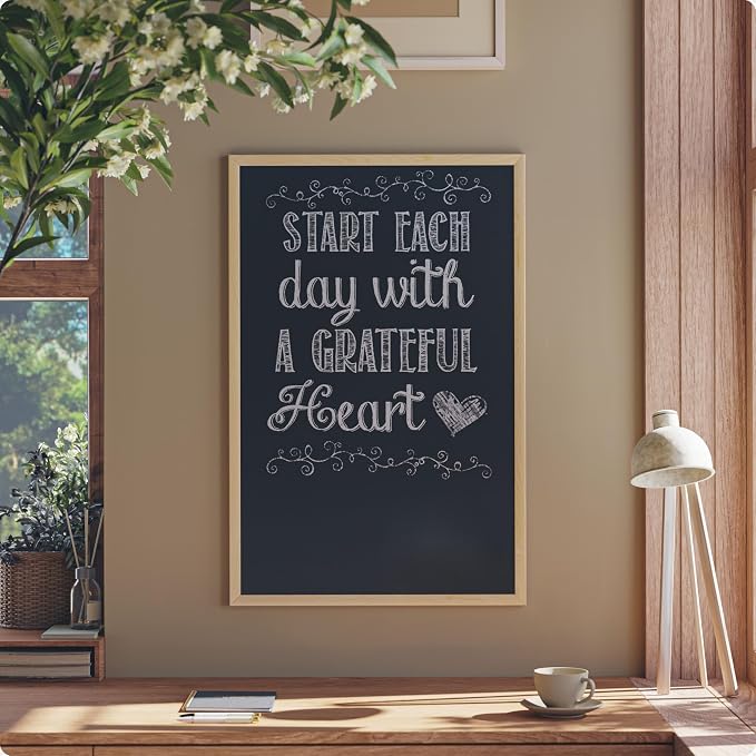 U Brands Chalkboard, Birch Wood Frame, Wall Mountable, Dry Erase Board - Image 6