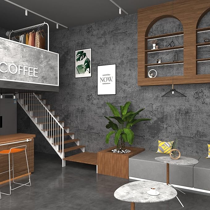 3yecao 16"×591" Large Size Extra Thick Grey Blue Concrete Wallpaper Peel and - Image 2