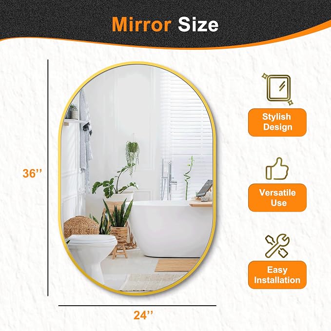 Bathroom Mirror for Wall, Metal Framed Vanity Mirror - Image 7