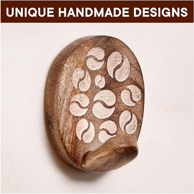 Indian Shelf 6 Lb- 3 Pieces Decorative Wood Adhesive Wall Hooks–Boho Peel and - Image 7
