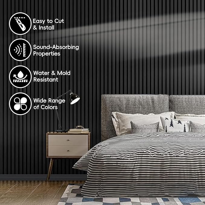 EVERECO 6 Pack Wood Slat Acoustic Wall Panels 92.5" × 7.87", 3D Sound Absorbing - Image 3