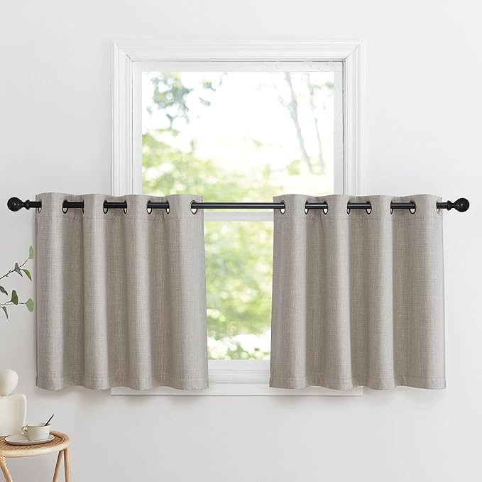 NICETOWN Thick Living Room Valances 24 inches Long, Farmhouse Grommet Faux by NICETOWN