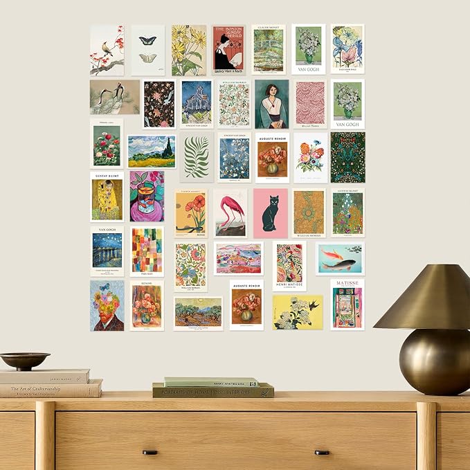 KBKBART 40 Pcs Vintage Wall Collage Kit Maximalist Paintings Art Prints Vintage - Image 7
