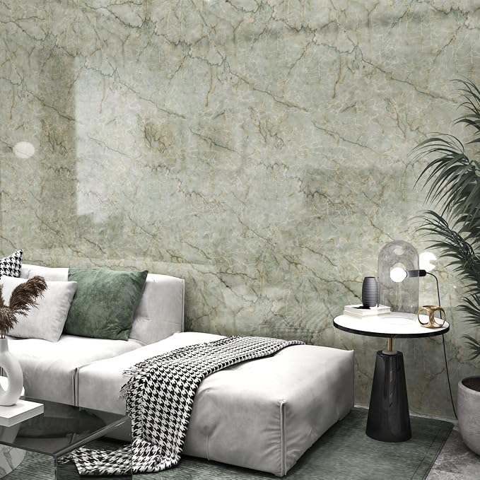 Vinyl 15.8" x 472" Green Marble Contact Paper - Image 7