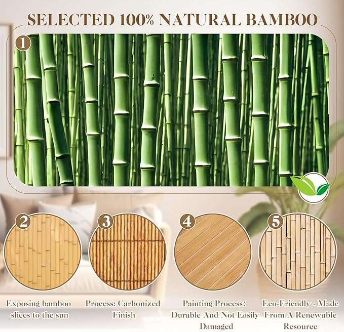 Juexica 2 Pcs Natural Bamboo Wall Panel - Image 3