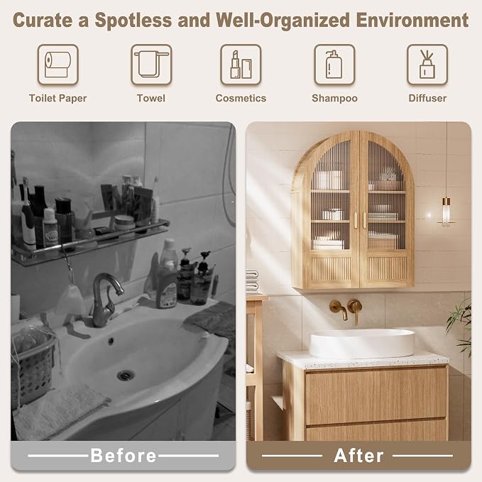 INNOD 4-Tier Arched Bathroom Wall Cabinet - Image 4