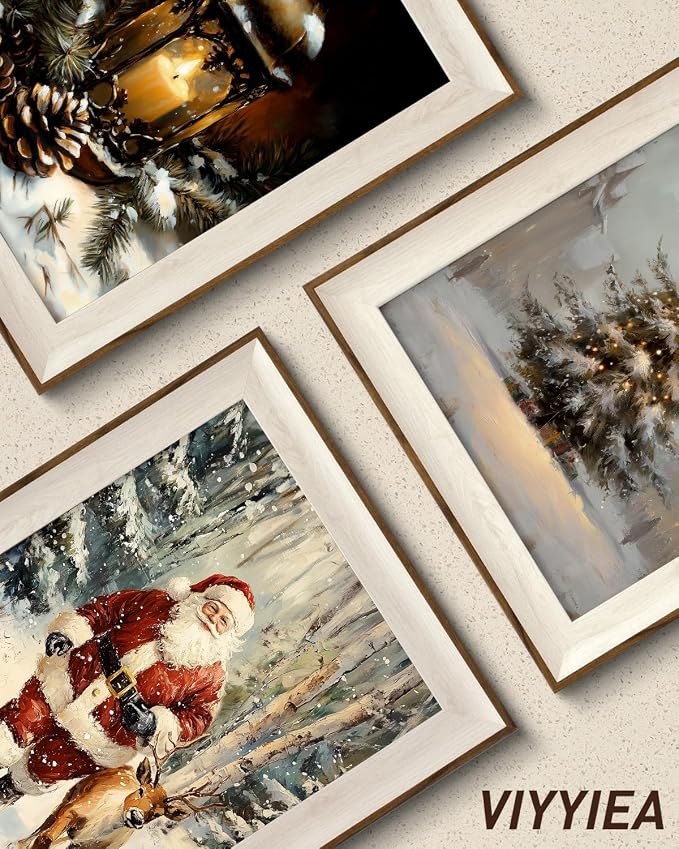 VIYYIEA Winter Framed Wall Art for Living Room, Santa Claus and Reindeer Canvas - Image 5
