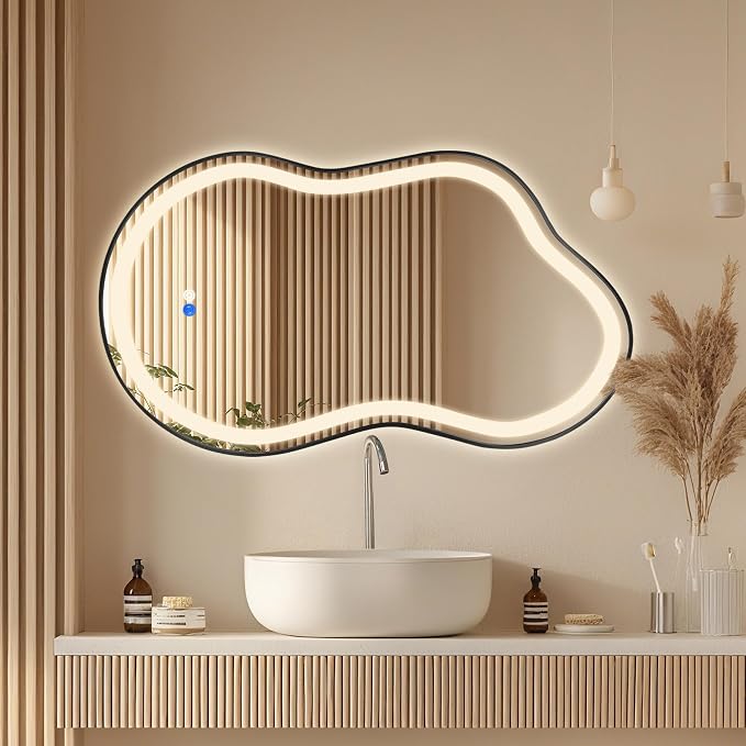 Dorlicecass Irregular Led Bathroom Mirror- Black 20"x36" Single Piece Vanity - Image 2