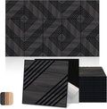 Mollywell Acoustic Panels, PVC Wood-Grain Decor, 12x12 Inch Carved Pattern by Mollywell