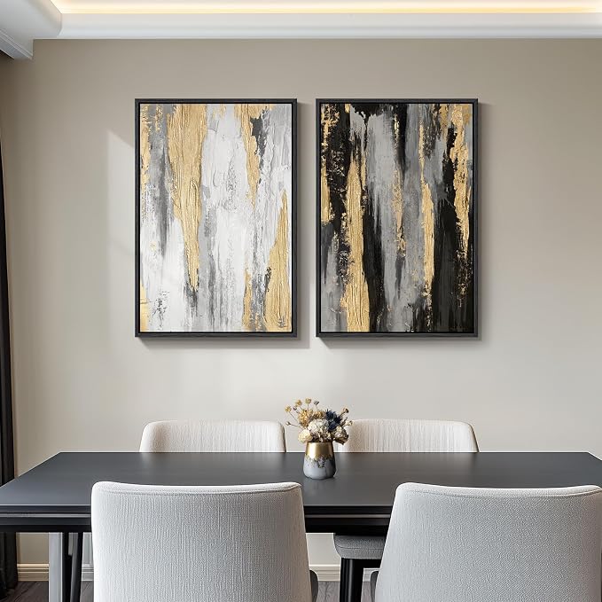 Large Framed Modern Abstract Wall Art Set of 2, Canvas Prints Paintings Artwork - Image 8
