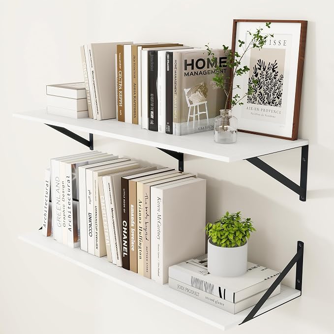 Heimlove White Deep Floating Shelves by Heimlove