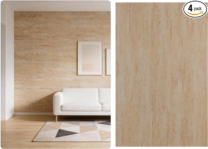 3D Wall Panels - 4PCS 47.2"x23.6" Faux Stone Wall Covering - MCM Modified Clay by NAMAII