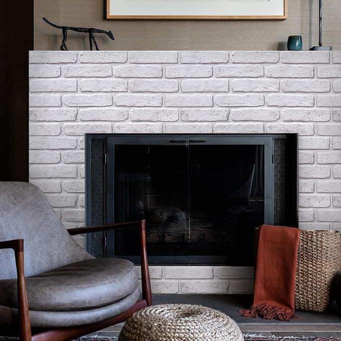 COMSTICKC 3D White with Gray Spots Faux Brick Wall Panel Peel and Stick Wall - Image 7