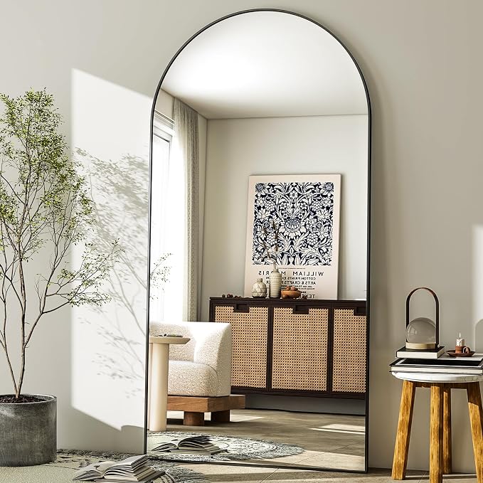 GLSLAND-30x71 inch Wall Mount Arched Full Length Mirror-Aluminum Alloy Frame - Image 2