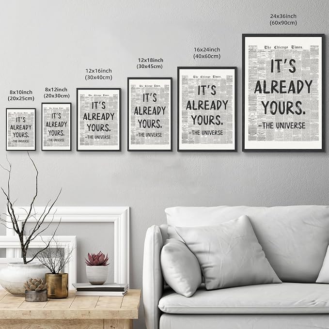 Framed Black And White Retro Newspaper Wall Art ItS Already Yours Universe - Image 3