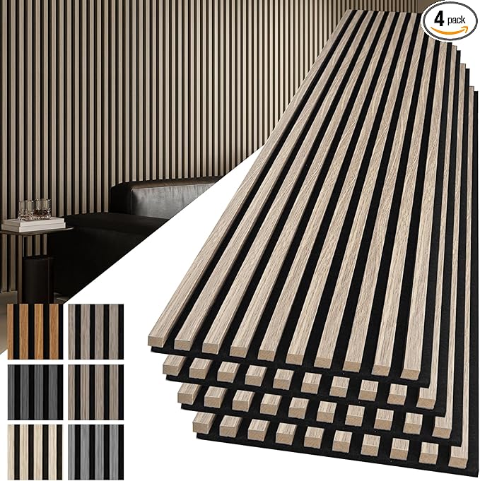 Art3d 4-Pack 108" x 12" Acoustic Wood Panels by Art3d