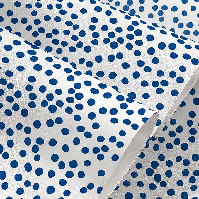 Jeweluck Blue Polka Dot Peel and Stick Wallpaper Blue and White Contact Paper - Image 5