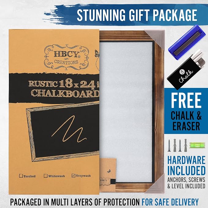HBCY Creations 11" X 17" Torched Brown Solid Wood Frame Wall Chalkboard - Image 7