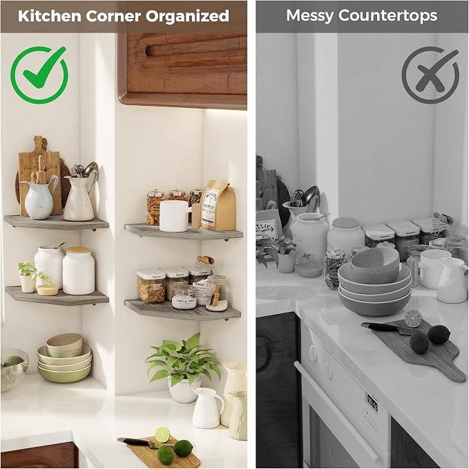 Corner Shelves 4-Pack for Bathroom & Kitchen, Space-Saving Floating Corner Wall - Image 7
