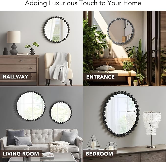 Madison Park Round Mirror, Metal Frame Circle Mirror 27 inch, Wall Art Decor - Image 4
