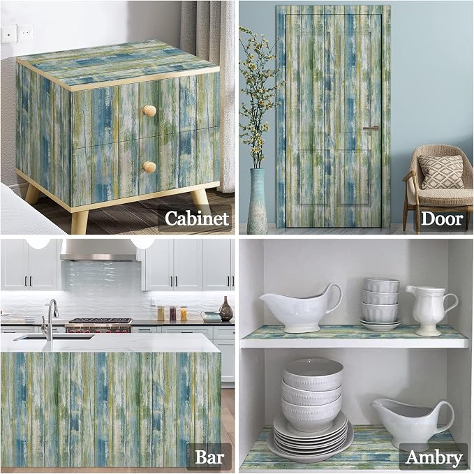 practicalWs 35.4''x 118'' Distressed Wood Wallpaper Self-Adhesive Peel and - Image 5