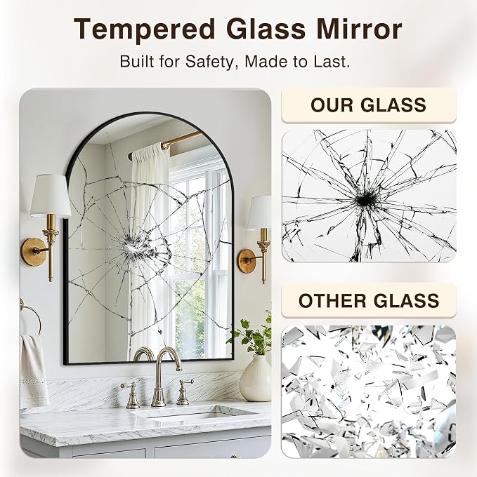 Vanity Bathroom Mirror for Wall, 2 Pack 36”x24” Arched Bathroom Mirror for Over - Image 5