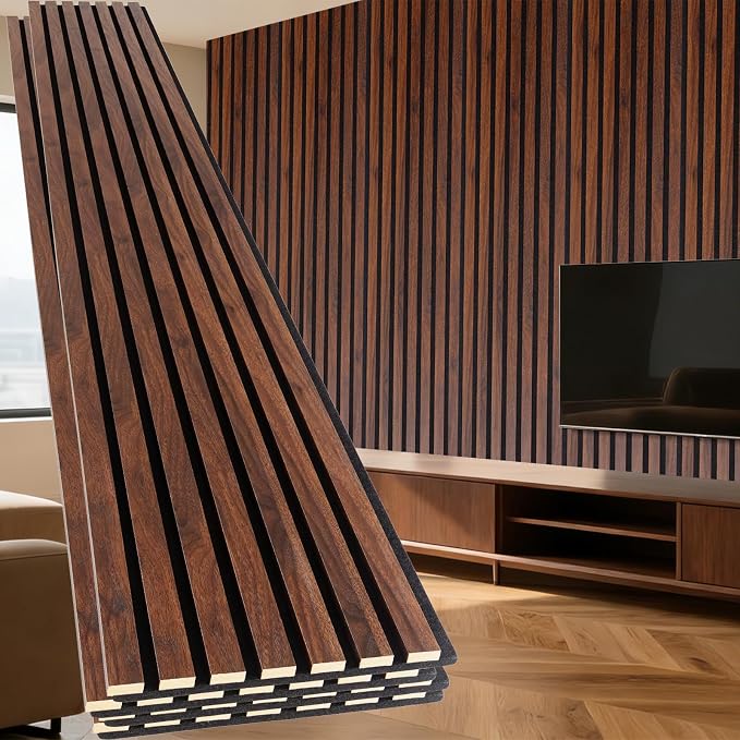 Yuzzy 4 Pack Wood Panels for Wall, 94.5" x 11" Acoustic Wood Slat Wall Panel by Yuzzy