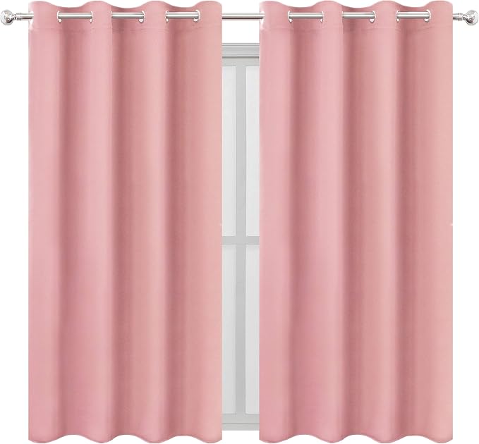 LEMOMO Pink Blackout Curtains 66 x 63 Inch Length/Set of 2 Curtain - Image 2