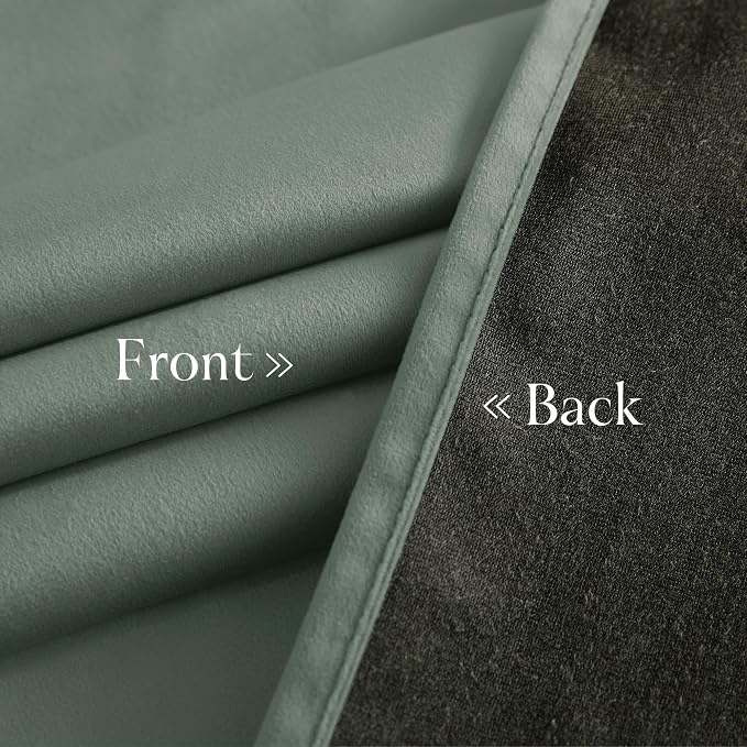 NICETOWN Green Velvet Curtains 96 inches Long 2 Panels - Image 6
