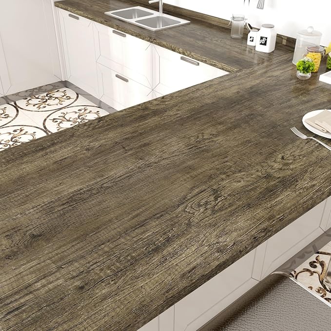 WESTICK Wood Countertop Wallpaper 394" x 15.8" Vintage Brown Wood Contact Paper - Image 2