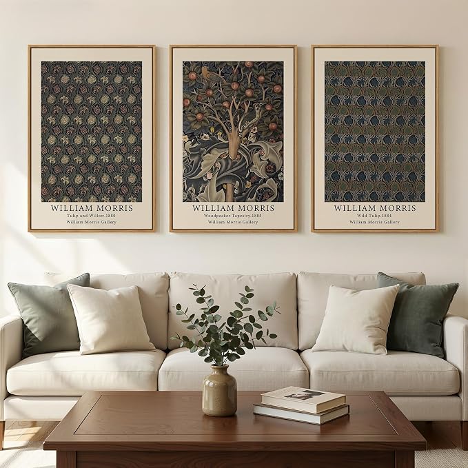 Framed Vintage William Morris Canvas Wall Art Set of 3, Nature Rustic Botanical - Image 3