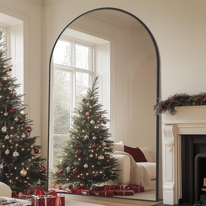 Arched Full Length Mirror, Tempered Glass Large Free Standing Mirror - Image 3