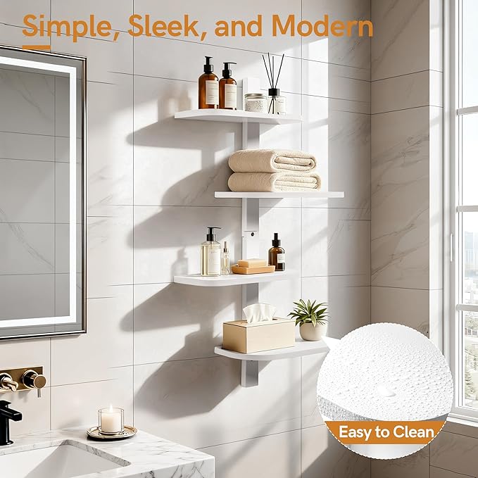 Afuly White Floating Shelves for Wall Display Shelf Unit Modern Decorative - Image 4