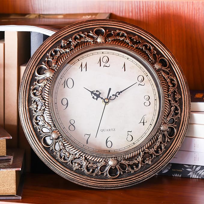 Pumtus Plastic Silent Wall Clock, 13 Inch Vintage Battery Operated Wall Clocks - Image 8