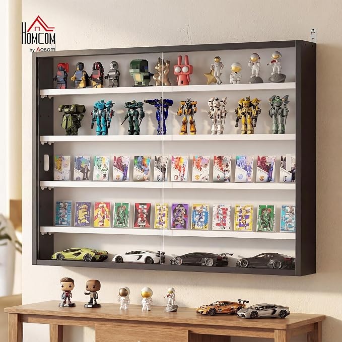 HOMCOM 5-Tier Display Cabinet, Glass Door Cabinet - Image 2