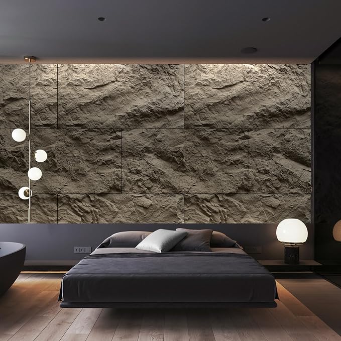 KASARO 3D Faux Stone Wall Panels, Cement Texture Thicker Accent - Image 2
