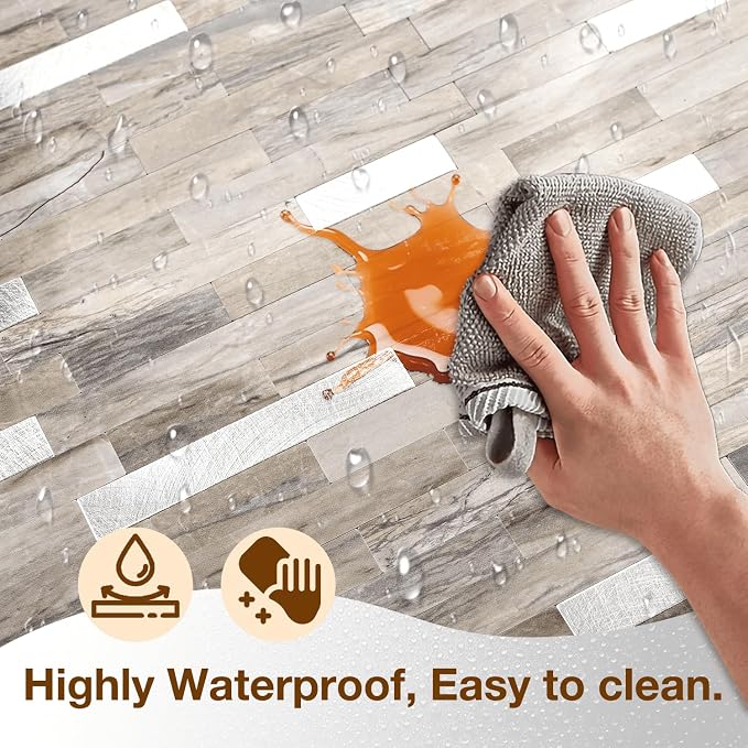 Peel and Stick Backsplash Tile Waterproof Removable PVC Wall Sticker 3D Faux - Image 4